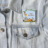 青かわいいジャングルの赤ちゃん動物ボタン 缶バッジ (インサイチュ)