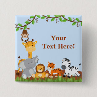青かわいいジャングルの赤ちゃん動物ボタン 缶バッジ