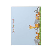 青かわいいジャングル赤ちゃん動物メモ帳 ノートパッド (回転)