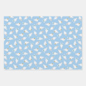 青かわいいバンニストライプーズ男の子のシャワー ラッピングペーパーシート (正面3)