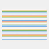 青かわいいバンニストライプーズ男の子のシャワー ラッピングペーパーシート (正面2)