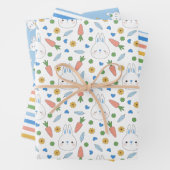 青かわいいバンニストライプーズ男の子のシャワー ラッピングペーパーシート (インサイチュ)