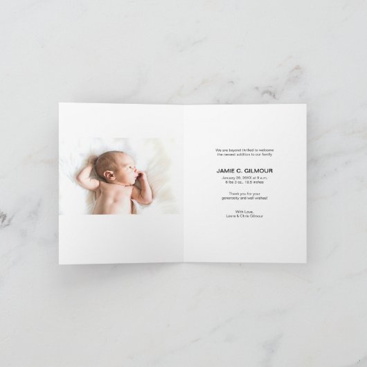 青かわいいペンギンベビー写真ありがとう 案内状 (内部)