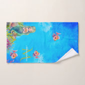 青かわいいモノグラムの名前マーメイド バスタオルセット (ハンドタオル)