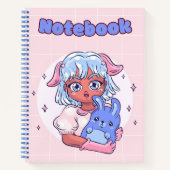 青かわいい女の子💜💛✨ ノートブック (正面)
