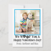 青かわいい子供たち犬の写真教室バレンタインデー ノートカード (正面)