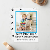 青かわいい子供たち犬の写真教室バレンタインデー ノートカード (正面/裏面インサイチュ)