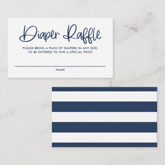 青かわいい書モダン道おむつラッフルゲーム エンクロージャーカード (正面/裏面)