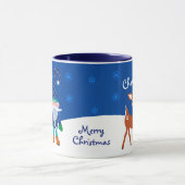 青かわいい鹿と格言パーソナライズされたクリスマス マグカップ (中央)