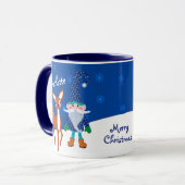青かわいい鹿と格言パーソナライズされたクリスマス マグカップ (正面左)