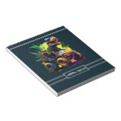 青かわいいTレックス乗馬モンスタートラック恐竜の名前 ノートパッド (アングル)