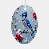 青かわいらしいカケス | クリスマスパーソナライズされた メタルオーナメント (正面右)