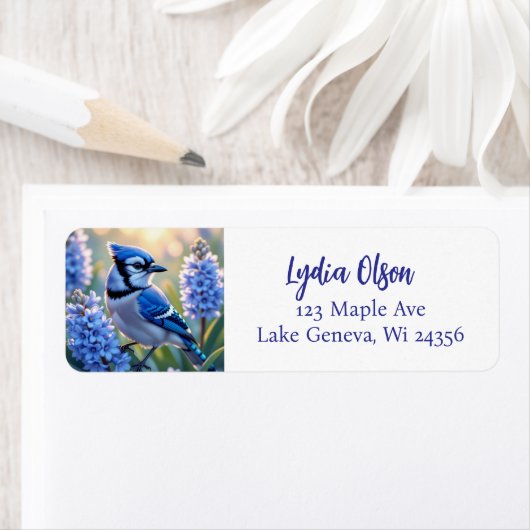 青かわいらしいジェイとライラックパーソナライズされた ラベル (インサイチュ)