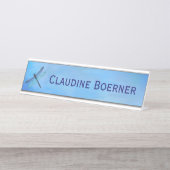 青かわいらしいドラゴンフライぶら下がったデスクの壁の小箱 デスクネームプレート (正面)