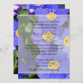 青かわいらしい庭の花クリスチャン結婚ズ 招待状 (正面/裏面)