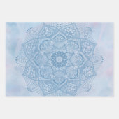 青かわいらしい聖蓮花曼荼羅 ラッピングペーパーシート (正面2)