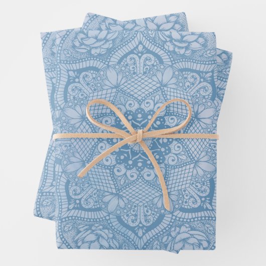 青かわいらしい聖蓮花曼荼羅 ラッピングペーパーシート (インサイチュ)