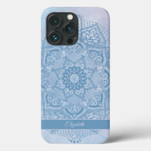 青かわいらしい聖蓮花曼荼羅 iPhone 13 PROケース