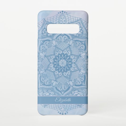 青かわいらしい聖蓮花曼荼羅 SAMSUNG GALAXYケース (裏面)