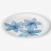 青かわいらしい花の三輪 ペーパープレート (アングル)