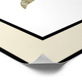 青かわいらしい花ブラックライン淡い色のベージュ縁ど ポスター (角)