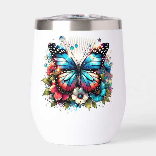 青かわいらしい蝶と花 (正面)