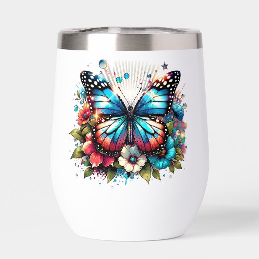 青かわいらしい蝶と花 (背面)