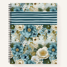 青かわいらしとクリームの水色の花 ノートブック