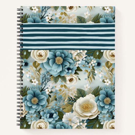 青かわいらしとクリームの水色の花 ノートブック (正面)