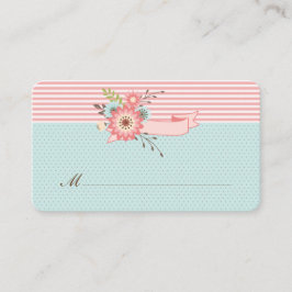 青かわいらしとコーラルのフローラ結婚の護衛カード プレイスカード