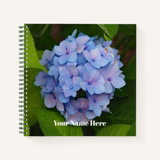 青かわいらしとピンクのあじさいフローラ写真 ノートブック (正面)