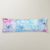 青かわいらしとピンクの抽象芸術フローラ ボディピロー (裏面)