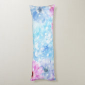 青かわいらしとピンクの抽象芸術フローラ ボディピロー (裏面 (縦))