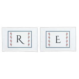 青かわいらしとピンクの枕モノグラムのケースセット 枕カバー