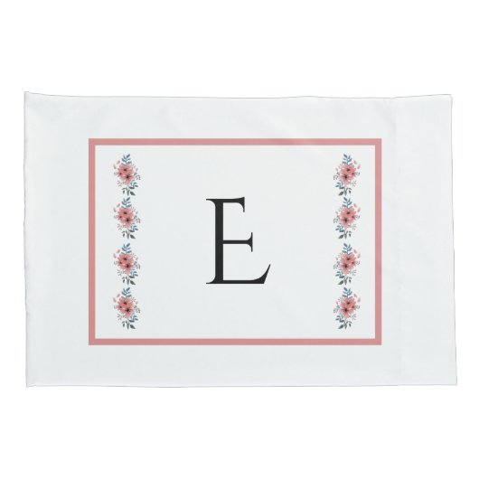 青かわいらしとピンクの枕モノグラムのケースセット 枕カバー (裏面-右)