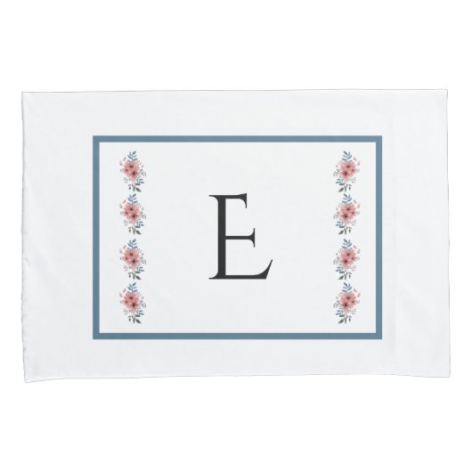 青かわいらしとピンクの枕モノグラムのケースセット 枕カバー (正面右)