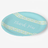 青かわいらしとライムがパターン（の模様が）あるありがとう ペーパープレート (アングル)