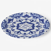 青かわいらしと白のアフタヌーンティー – 名前/文字 ペーパープレート (アングル)