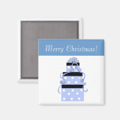 青かわいらしと白の水玉模様を含むパッケージ マグネット (正面/裏面)