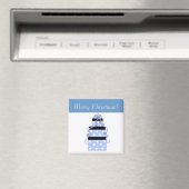 青かわいらしと白の水玉模様を含むパッケージ マグネット (インサイチュ (食洗機))