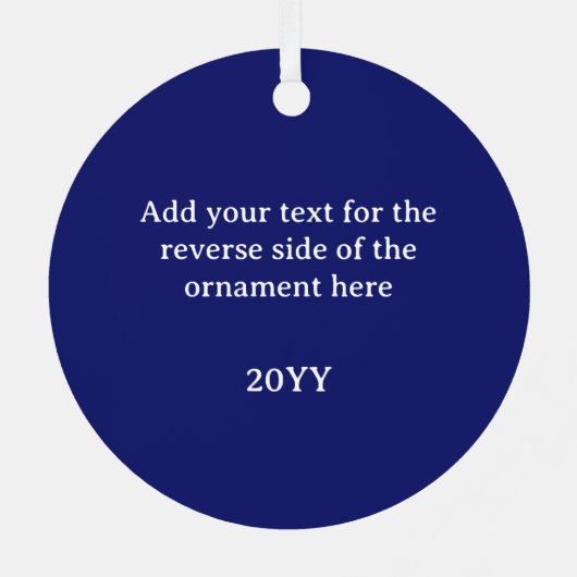 青かわいらしと白の花の絵画文字-カスタム メタルオーナメント (裏面)