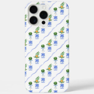 青かわいらしと白のChinoiserieの弓トピアリー iPhone 16 Pro Maxケース
