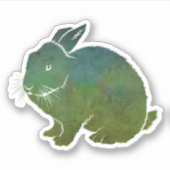 青かわいらしと緑のウサギ シール (正面)