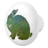 青かわいらしと緑のウサギ セラミックノブ (右)