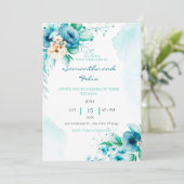 青かわいらしと緑のフローラ結婚式招待状 招待状 (スタンド正面)