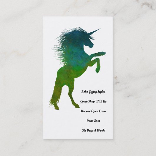 青かわいらしと緑のユニコーン 名刺 (裏面)