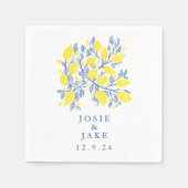 青かわいらしと黄色のレモ結婚ンつる植物 スタンダードカクテルナプキン (正面)