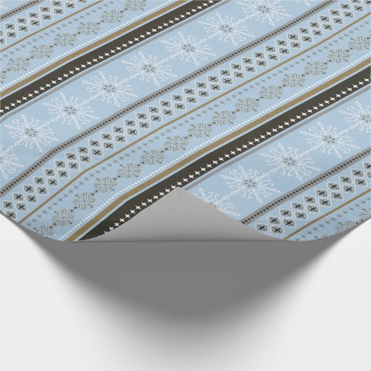 青かわいらしのクリストライプスマスの雪の結晶のギフトラップ ラッピングペーパー (角)
