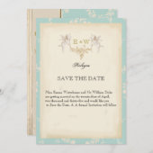 青かわいらしのテーマ淡い色ののチェラ結婚ブ本  セーブザデート (正面/裏面)