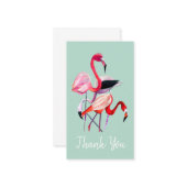 青かわいらしのピンクのフラミンゴ ノートカード (正面/裏面インサイチュ)